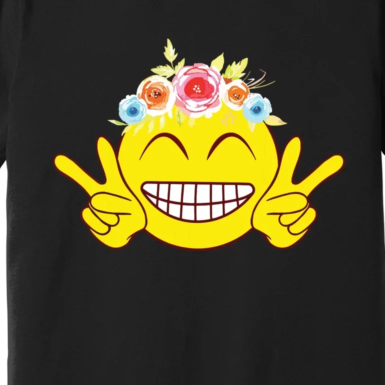 Smile Emoticon Happy Face Peace Love Cute Premium T-Shirt