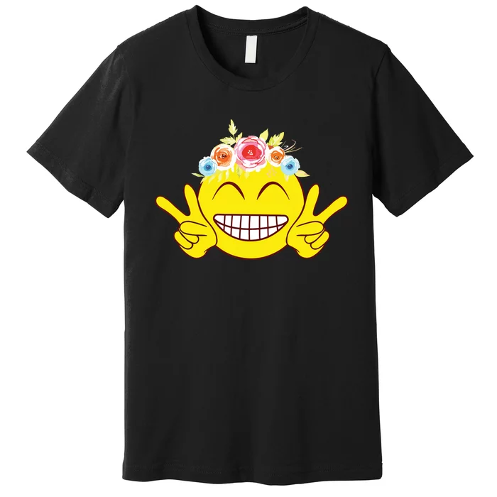 Smile Emoticon Happy Face Peace Love Cute Premium T-Shirt