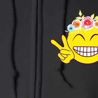 Smile Emoticon Happy Face Peace Love Cute Full Zip Hoodie