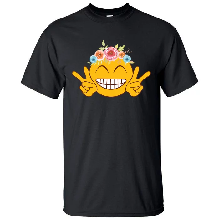 Smile Emoticon Happy Face Peace Love Funny Tall T-Shirt