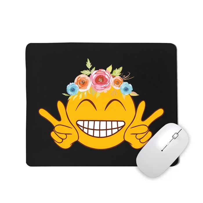 Smile Emoticon Happy Face Peace Love Funny Mousepad