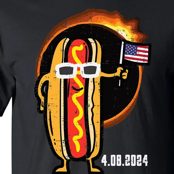 Solar Eclipse Hotdog Us Flag 4.08.24 Tall T-Shirt