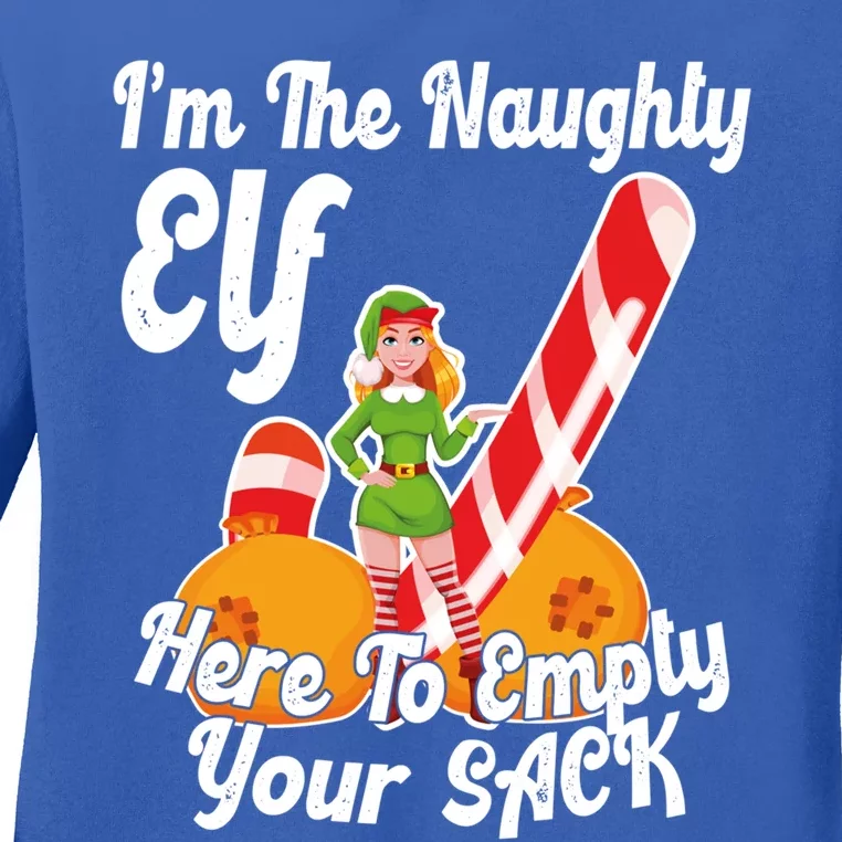 Sexy Elf Here Empty Your Sack Rude Naughty Christmas Candy Meaningful Gift Ladies Long Sleeve Shirt