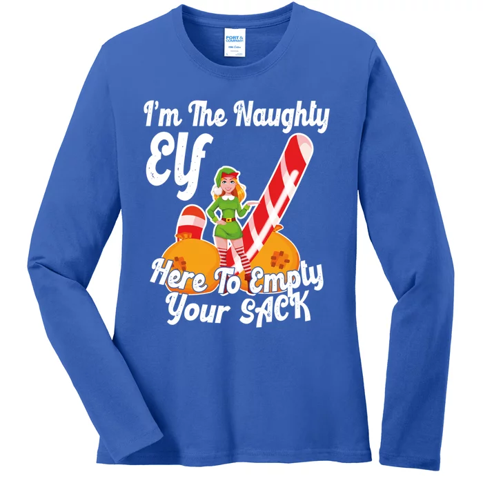 Sexy Elf Here Empty Your Sack Rude Naughty Christmas Candy Meaningful Gift Ladies Long Sleeve Shirt