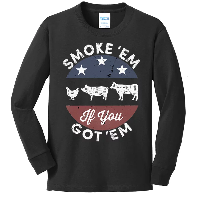 Smoke Em If You Got Em Meat Barbeque Vintage Kids Long Sleeve Shirt