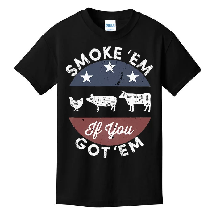 Smoke Em If You Got Em Meat Barbeque Vintage Kids T-Shirt