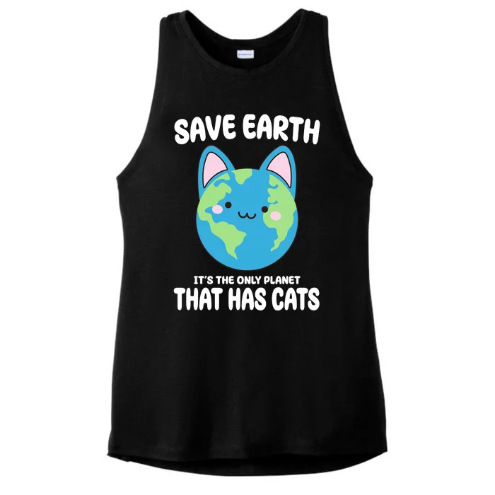 Save Earth It's The Only Planet That Has Cats Funny Cute Ladies Tri-Blend Wicking Tank