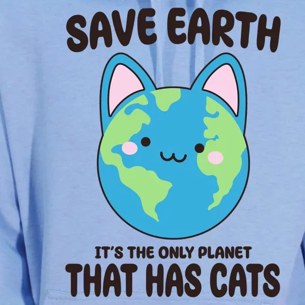 Save Earth It's The Only Planet That Has Cats Funny Cute Unisex Surf Hoodie