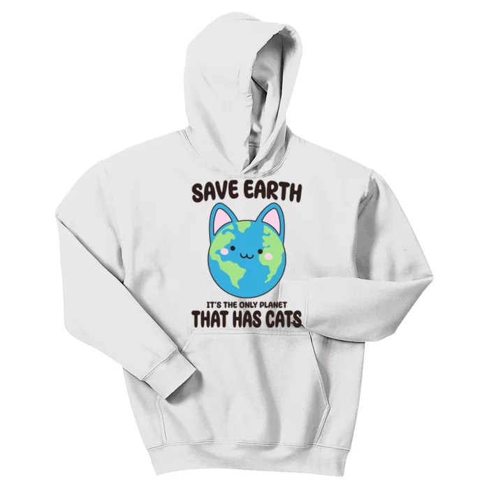 Save Earth It's The Only Planet That Has Cats Funny Cute Kids Hoodie