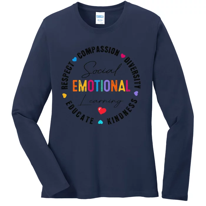 Social Emotional Learning Heart Counselor Teacher SEL Day Ladies Long Sleeve Shirt