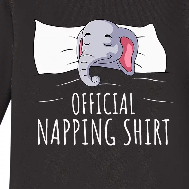 Sleeping Elephant Lover Napping Baby Long Sleeve Bodysuit