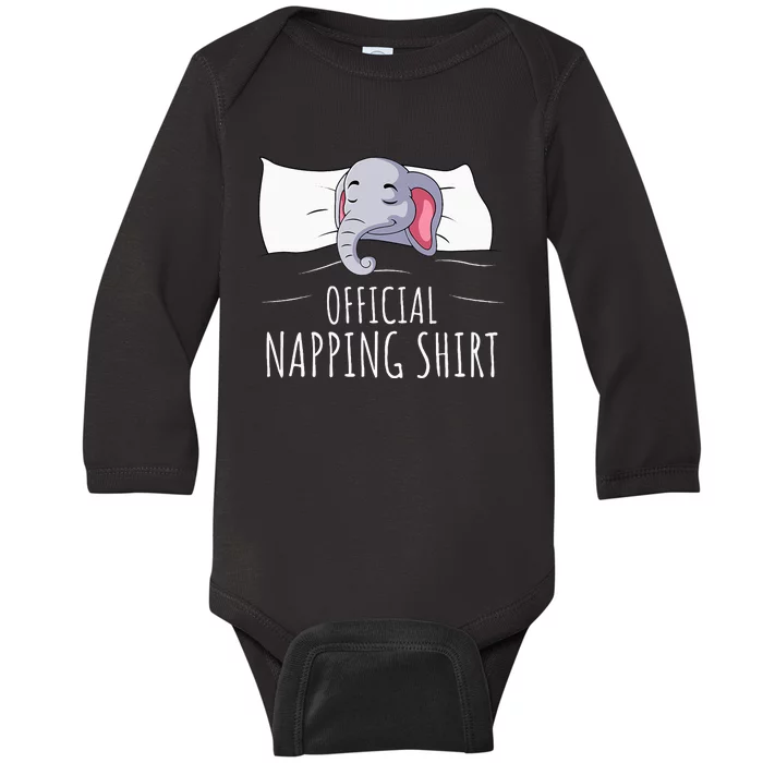 Sleeping Elephant Lover Napping Baby Long Sleeve Bodysuit