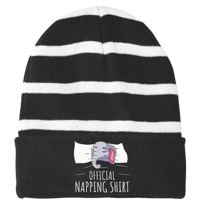 Sleeping Elephant Lover Napping Striped Beanie with Solid Band