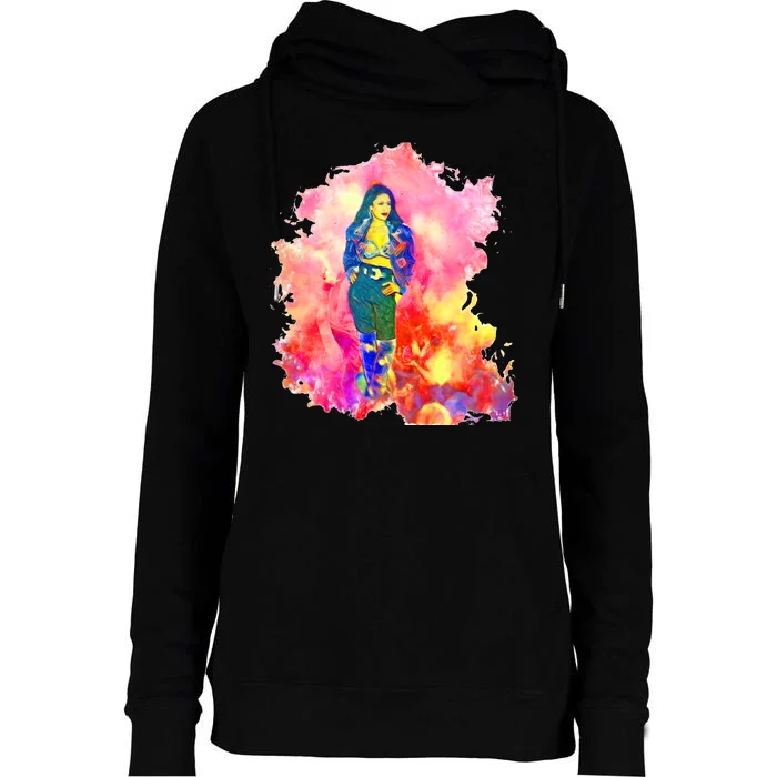 Selenas Quintanilla Watercolor Womens Funnel Neck Pullover Hood