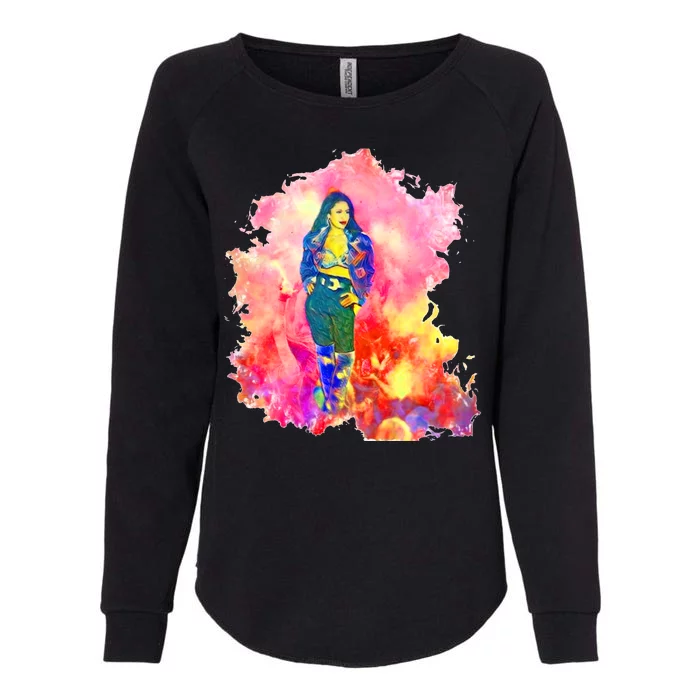 Selenas Quintanilla Watercolor Womens California Wash Sweatshirt