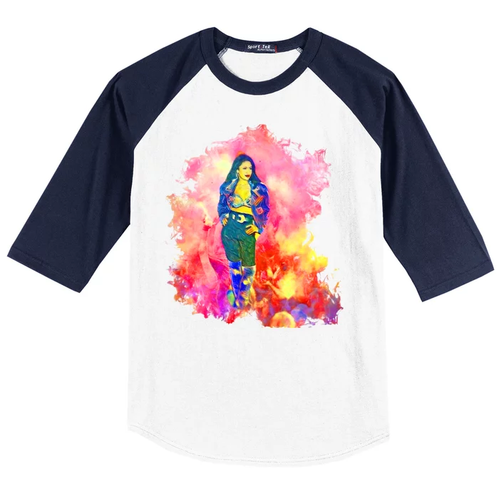 Selenas Quintanilla Watercolor Baseball Sleeve Shirt