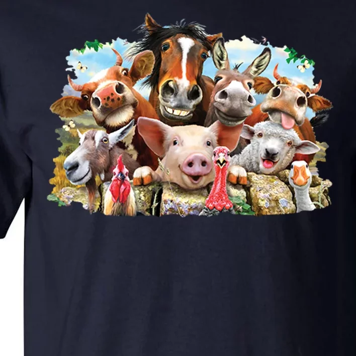 Selfie Farm Animals Funny Tall T-Shirt