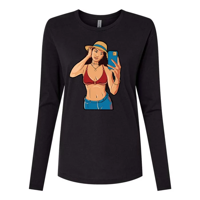 Selfie Girl Womens Cotton Relaxed Long Sleeve T-Shirt