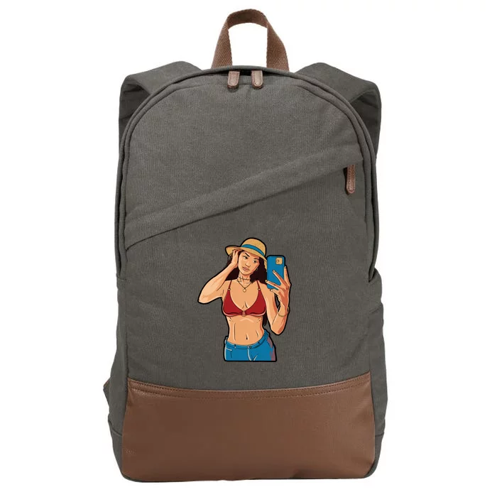 Selfie Girl Cotton Canvas Backpack