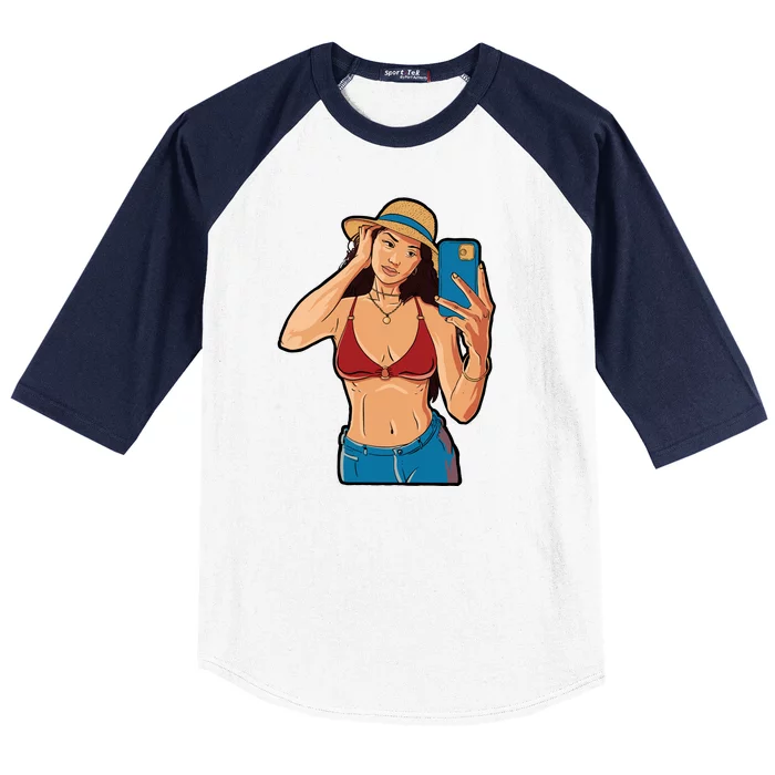 Selfie Girl Baseball Sleeve Shirt