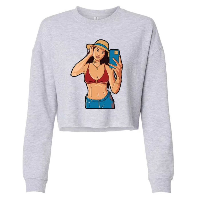 Selfie Girl Cropped Pullover Crew