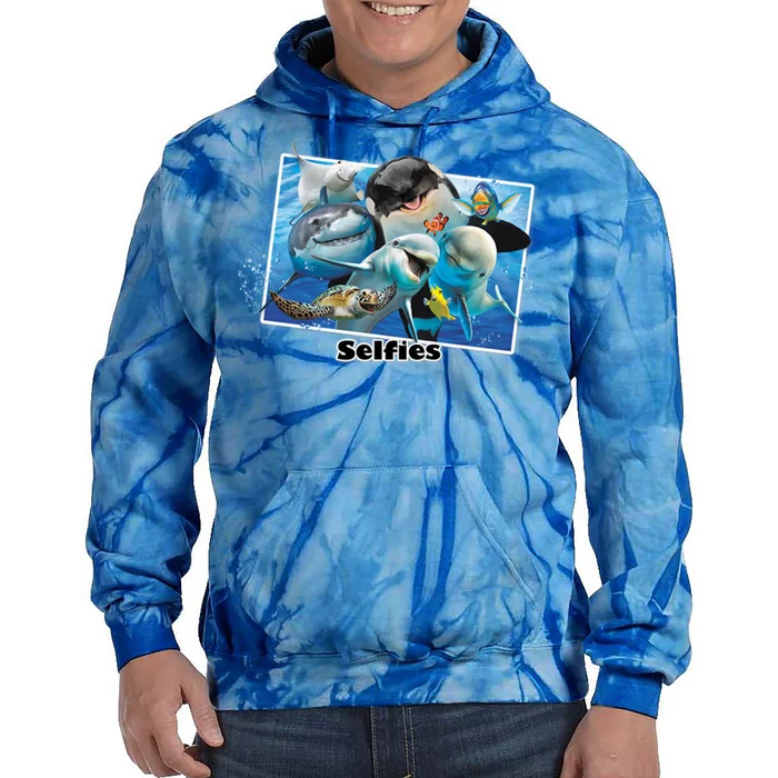 Selfie Ocean Life Sharks Whales Tie Dye Hoodie