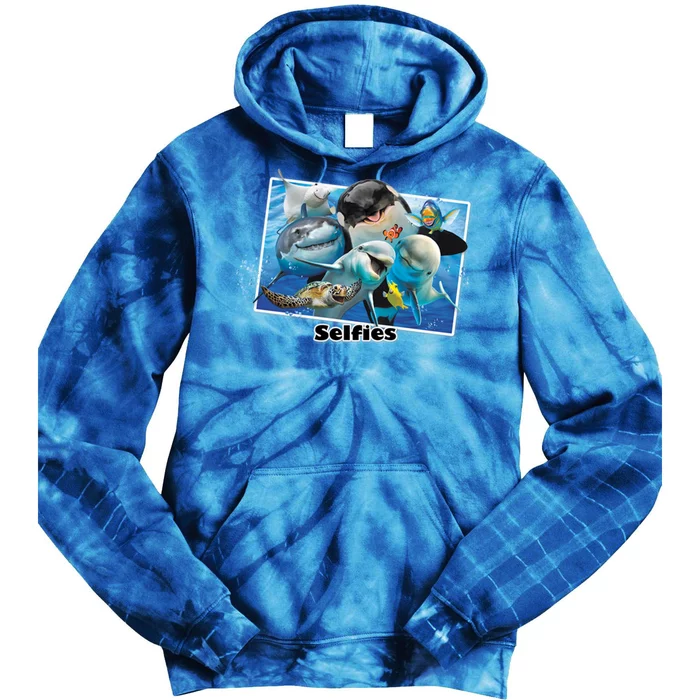 Selfie Ocean Life Sharks Whales Tie Dye Hoodie