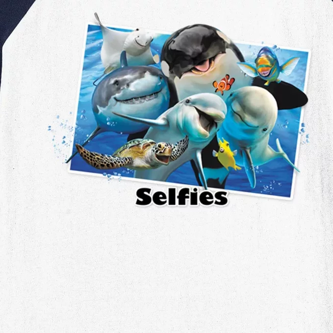 Selfie Ocean Life Sharks Whales Baseball Sleeve Shirt