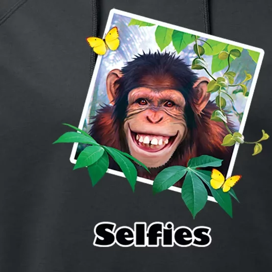 Selfies - Chimp Funny Selfie Performance Fleece Hoodie