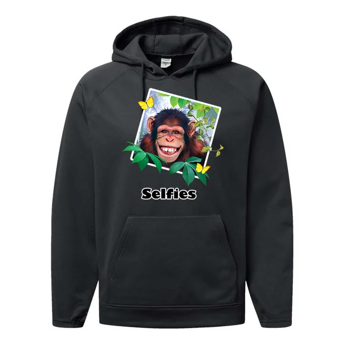 Selfies - Chimp Funny Selfie Performance Fleece Hoodie