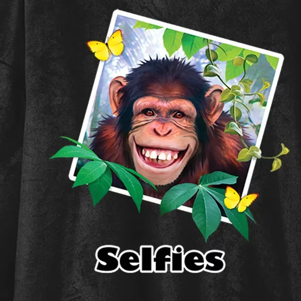 Selfies - Chimp Funny Selfie Hooded Wearable Blanket