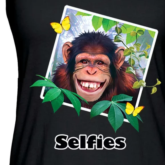 Selfies - Chimp Funny Selfie Ladies Essential Flowy Tank