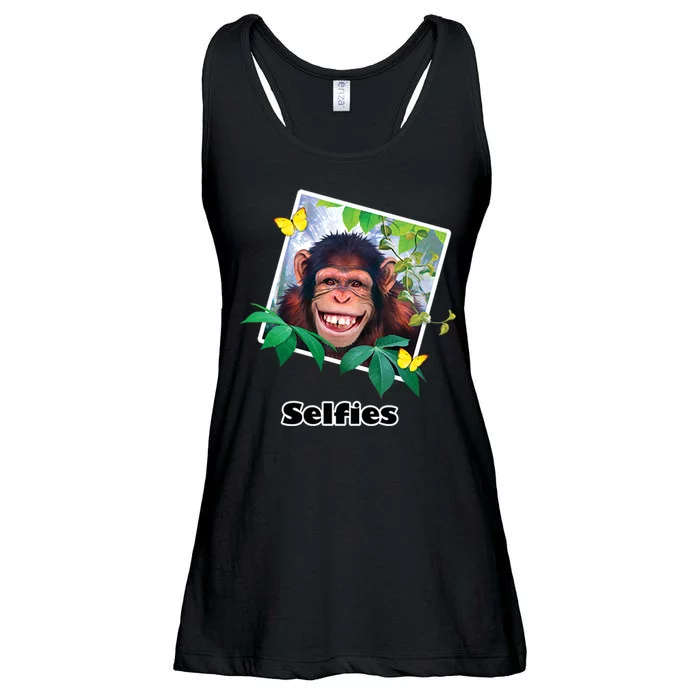 Selfies - Chimp Funny Selfie Ladies Essential Flowy Tank