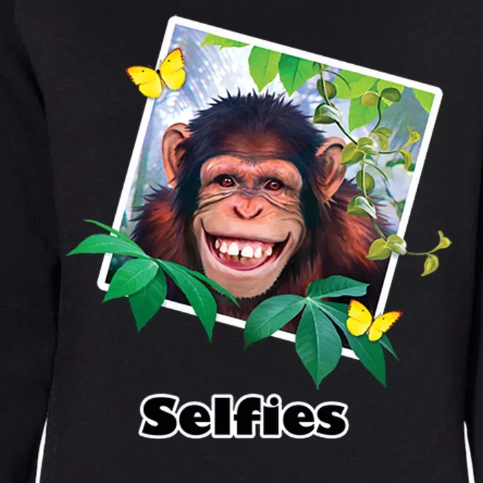 Selfies - Chimp Funny Selfie Womens California Wash Sweatshirt