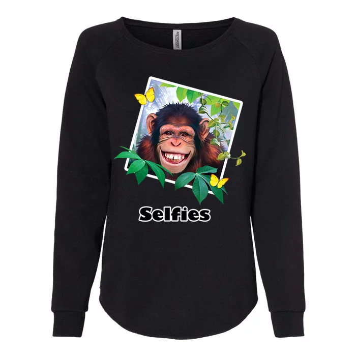 Selfies - Chimp Funny Selfie Womens California Wash Sweatshirt