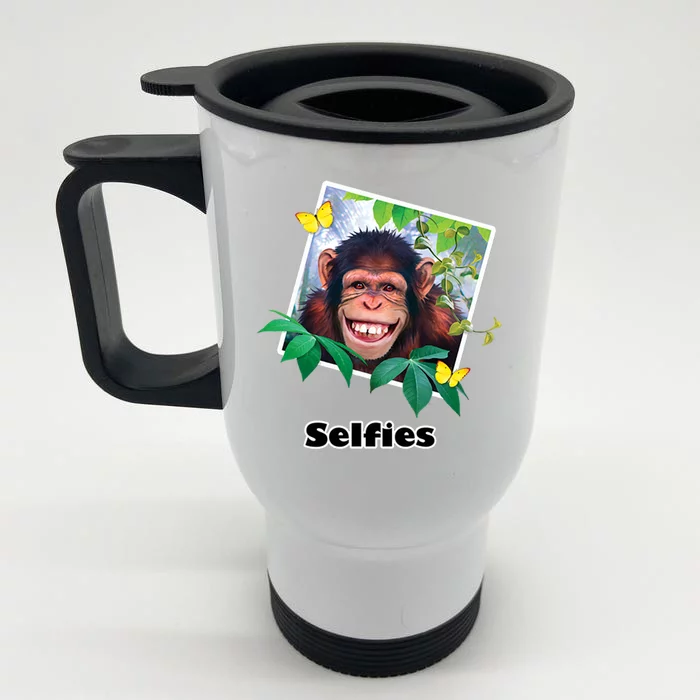 Selfies - Chimp Funny Selfie Front & Back Stainless Steel Travel Mug