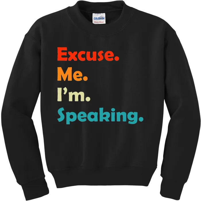 S Excuse Me Im Speaking 70s Retro Christmas Gift Kids Sweatshirt