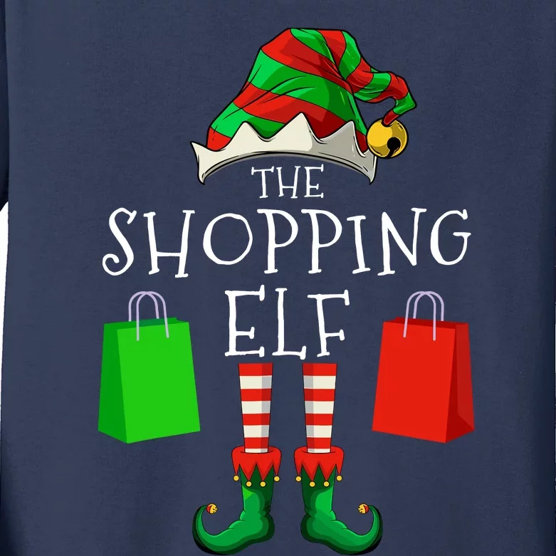 Shopping Elf Matching Family Group Christmas Party Kids Long Sleeve Shirt