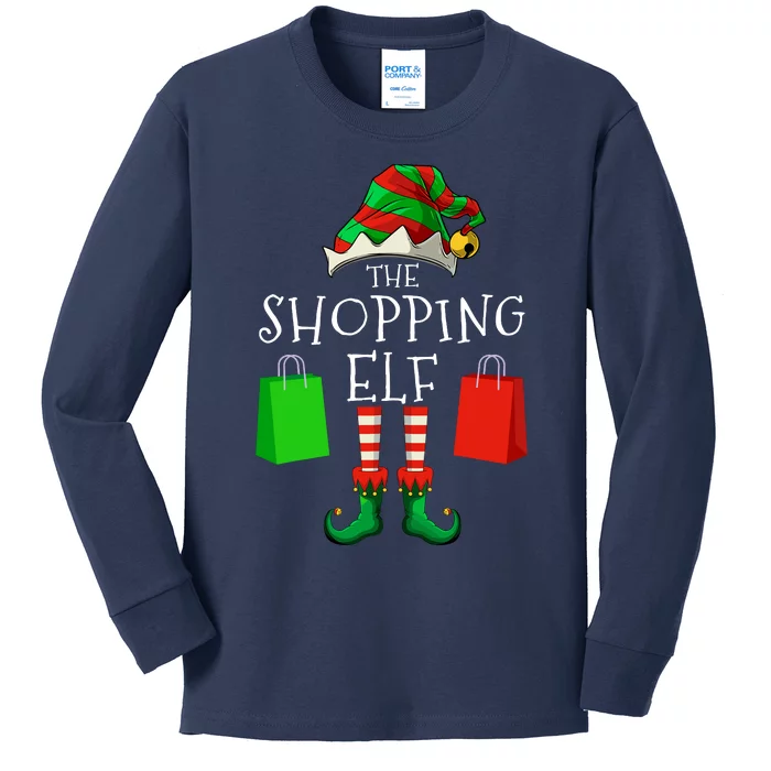 Shopping Elf Matching Family Group Christmas Party Kids Long Sleeve Shirt