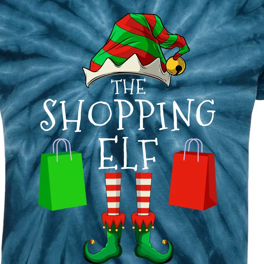 Shopping Elf Matching Family Group Christmas Party Kids Tie-Dye T-Shirt