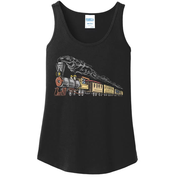 Steam Engine Model Train Lover Railwayman Driver Railroad Ladies Essential Tank