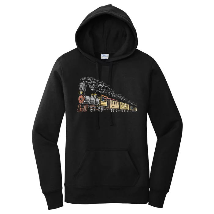 Steam Engine Model Train Lover Railwayman Driver Railroad Women's Pullover Hoodie