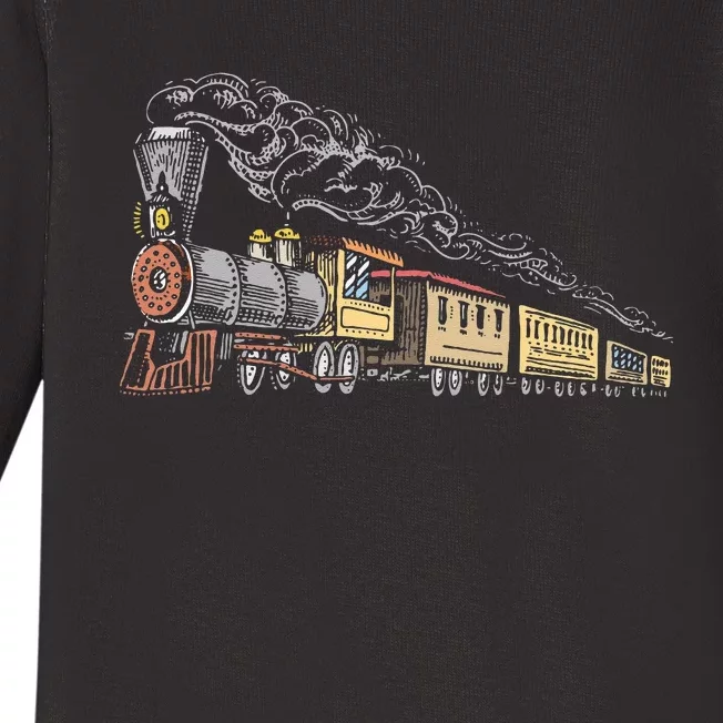 Steam Engine Model Train Lover Railwayman Driver Railroad Baby Long Sleeve Bodysuit