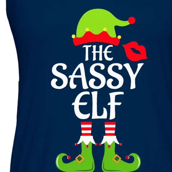 Sassy Elf Matching Family Group Christmas Party Xmas Funny Ladies Essential Flowy Tank