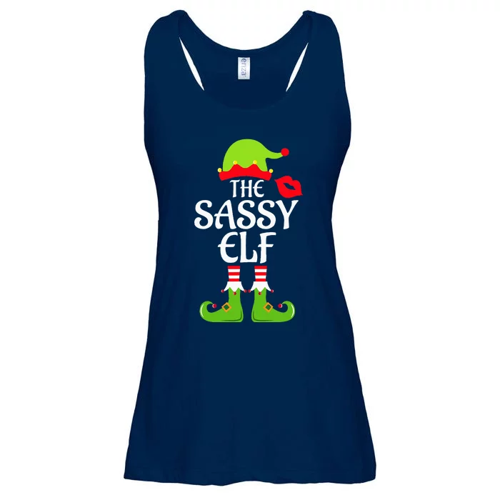 Sassy Elf Matching Family Group Christmas Party Xmas Funny Ladies Essential Flowy Tank