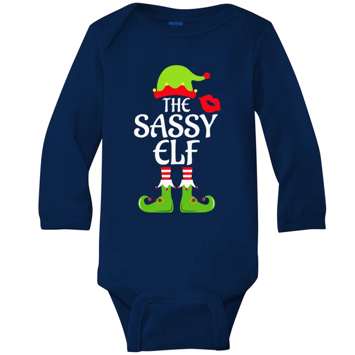 Sassy Elf Matching Family Group Christmas Party Xmas Funny Baby Long Sleeve Bodysuit