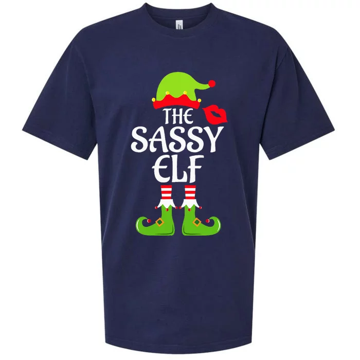 Sassy Elf Matching Family Group Christmas Party Xmas Funny Sueded Cloud Jersey T-Shirt