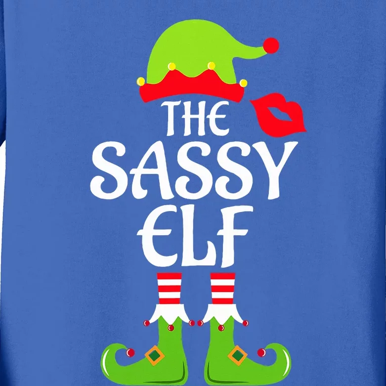 Sassy Elf Matching Family Group Christmas Party Xmas Funny Kids Long Sleeve Shirt