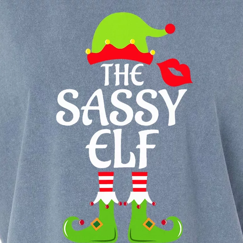 Sassy Elf Matching Family Group Christmas Party Xmas Funny Garment-Dyed Women's Muscle Tee