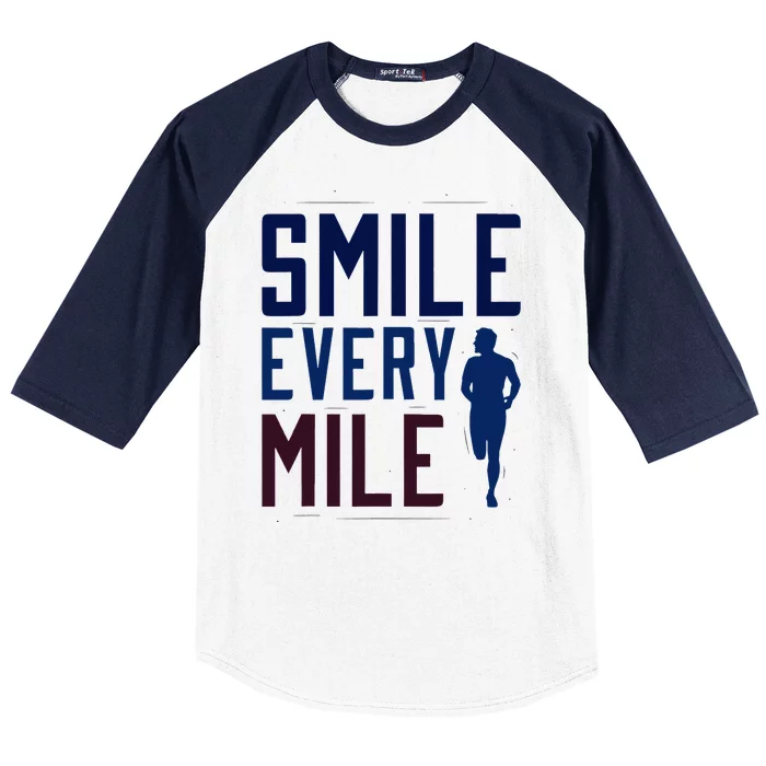 Smile Every Mile Jogging And Running Inspiration Baseball Sleeve Shirt